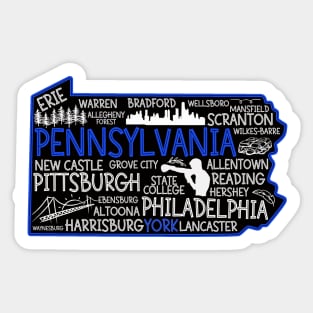 York Pennsylvania cute map, Erie, Bethlehem, Scranton, Lancaster, Levittown, Harrisburg Sticker